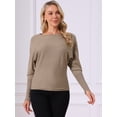 thumbnail image 3 of DARING DIVA Women's Batwing Sleeve Oversized Knit Sweater Pullover Tops S Brown, 3 of 7