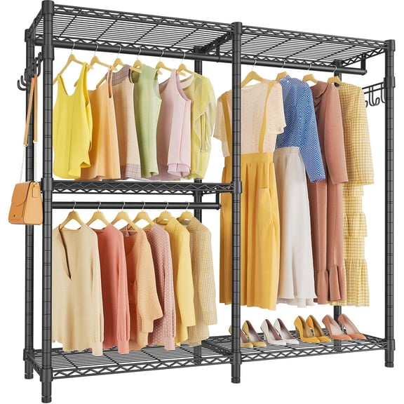 VIPEK V4 Garment Rack Bedroom Armoires Compact Freestanding Closet Storage Organizer, Portable Wardrobe Closet Heavy Duty Clothes Rack Metal Clothing Rack, Black