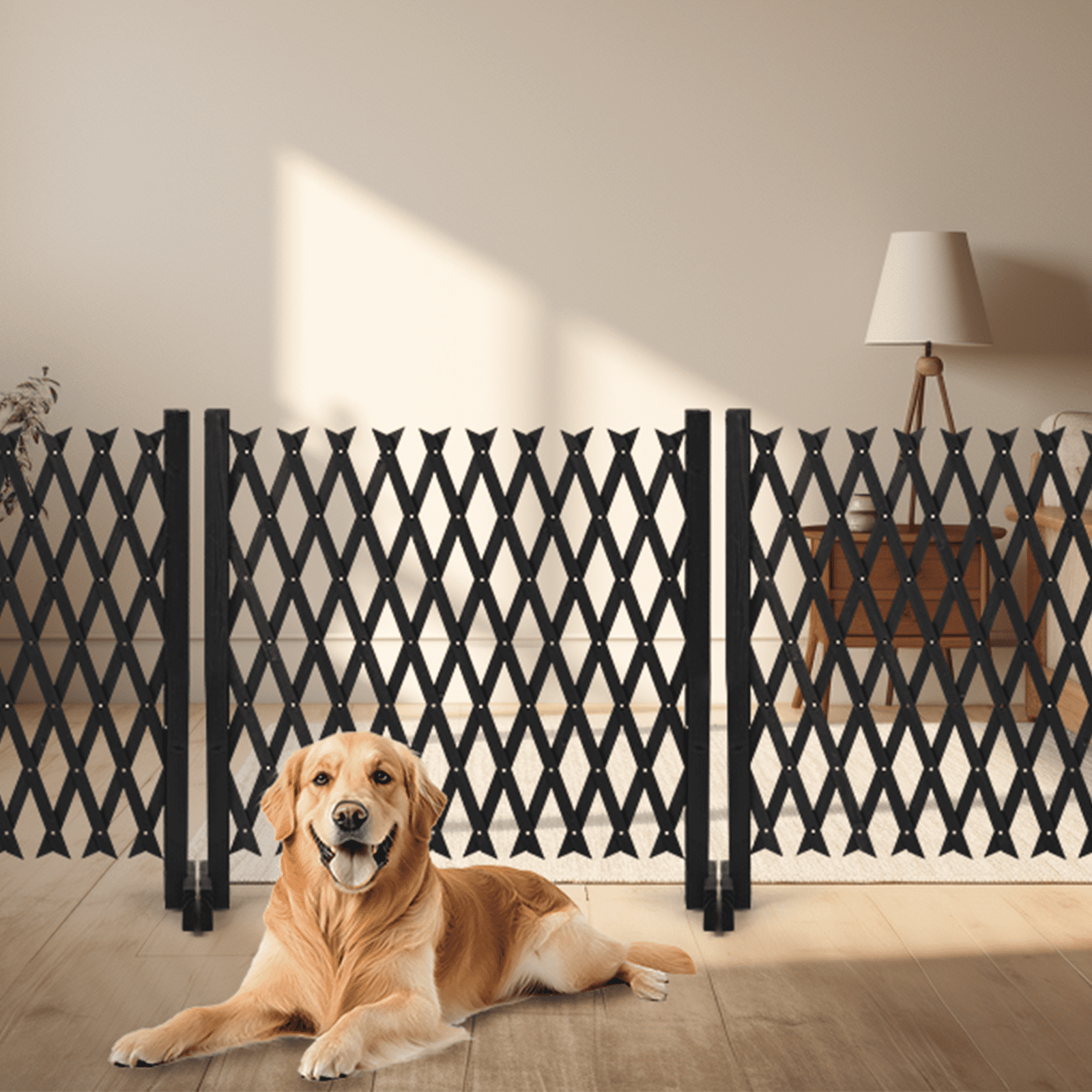 Expandable Wooden Garden Trellis 13" to 81" Wide 35" High Decorative Diamond Pattern Fence Panel for Climbing Plants Garden Yard Privacy Screen Pet Barrier
