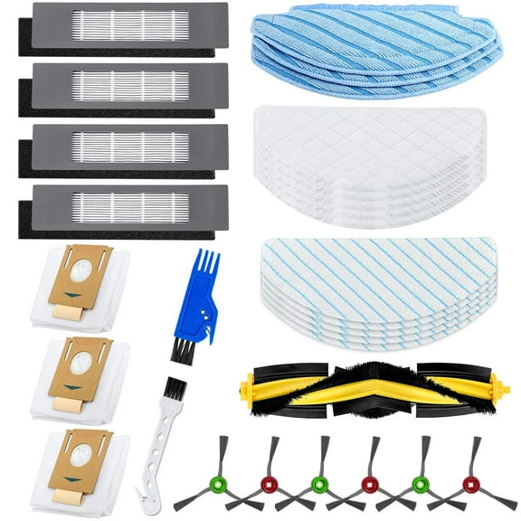 Replacement Parts for Yeedi Vac, Vac Max, Vac Station Compatible with Ecovacs DEEBOT OZMO T8 AIVI T8 N8 Pro N8 Pro Plus Robot Vacuum, Main Brush, Filter, Side Brush, Mop Cloth Dust-bags Accessory Kit