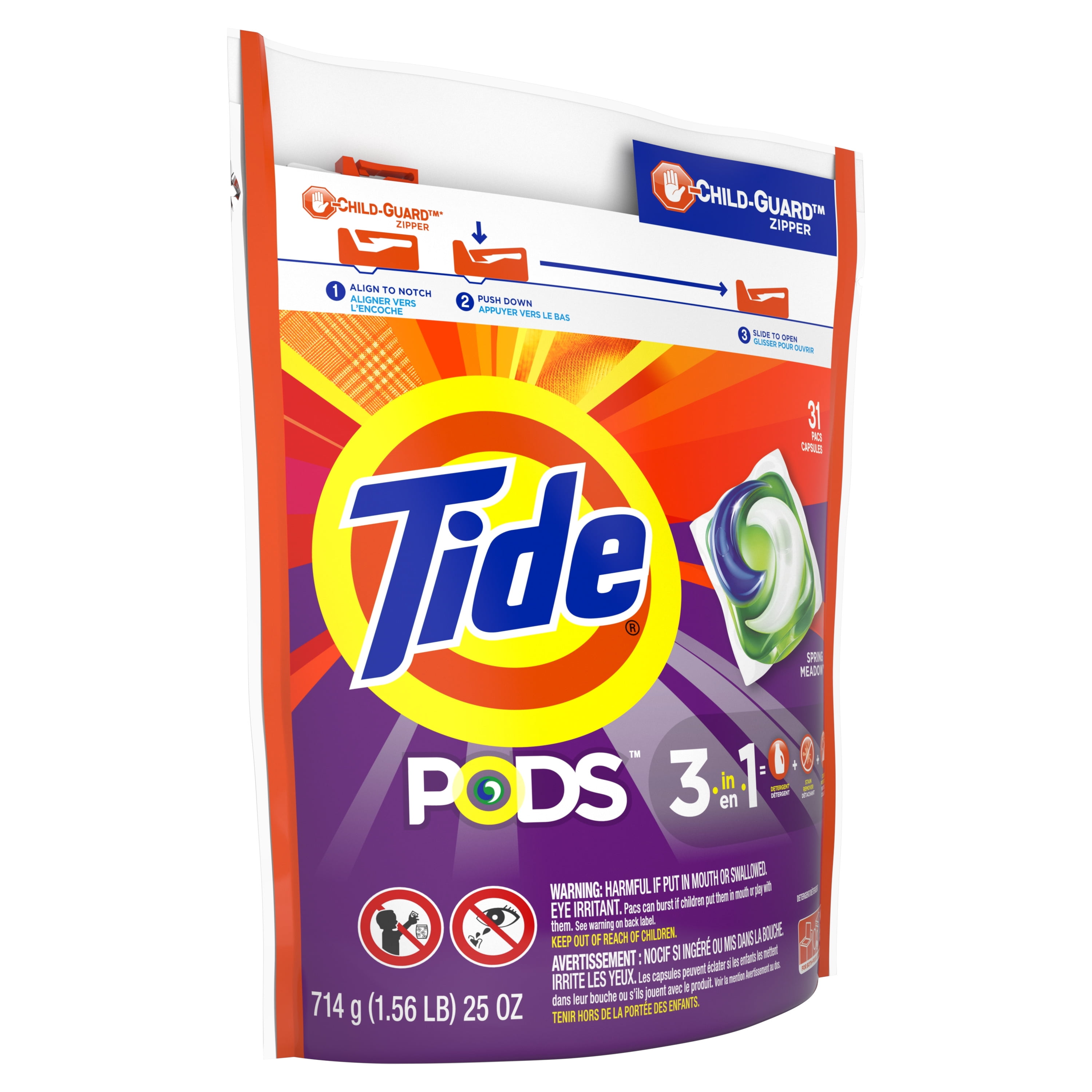 Tide PODS Liquid Laundry Detergent Pacs, Spring Meadow, 31 count - 1