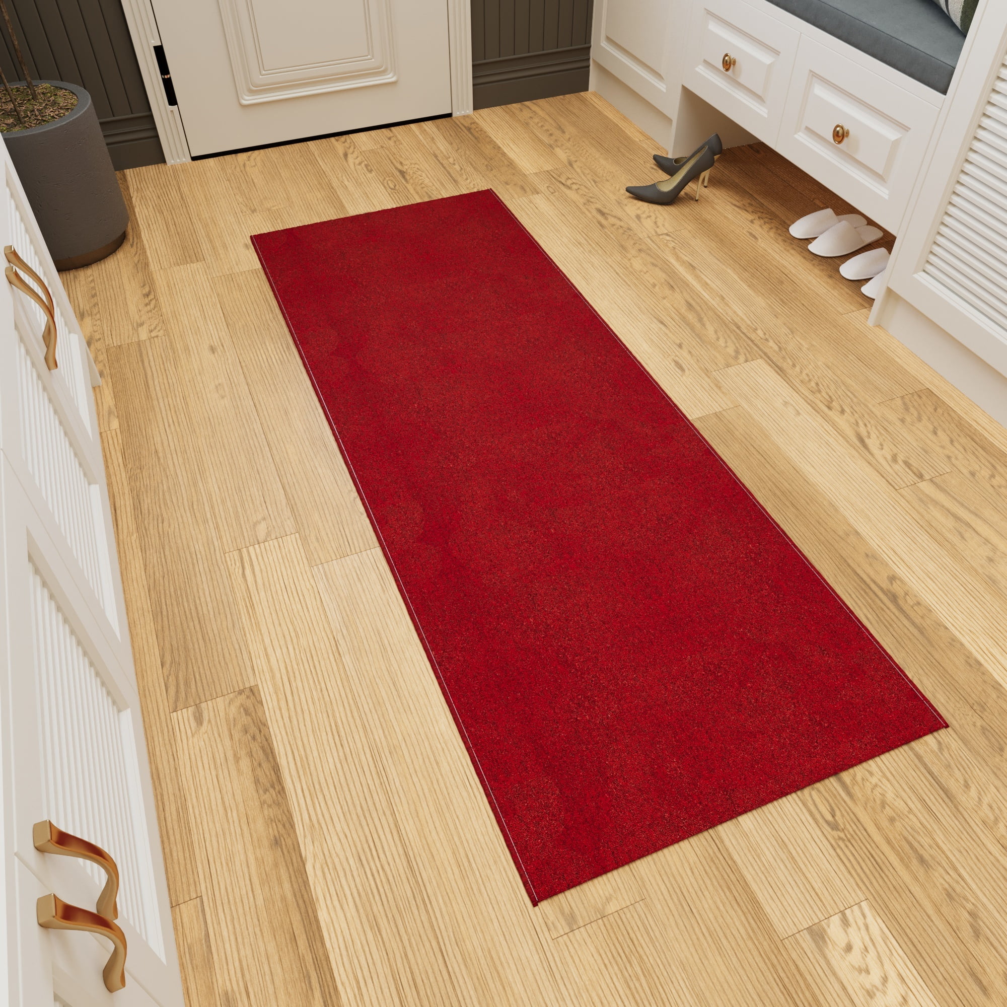 Ottomanson Hallway Runner Rug 2x7 Non-Slip Rug for Kitchen Bedroom Entryway, 1'10" x 7', Red