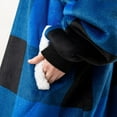 thumbnail image 6 of HBlife Oversized Long Wearable Blanket Hoodie for Adult, Thick Sherpa Sweatshirt with Elastic Sleeves and Giant Pockets Super Warm and Cozy Fuzzy Plush Fleece Blanket Jacket, Plaid Blue, 6 of 7