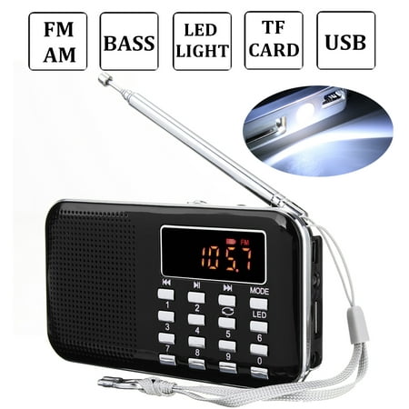 Multifunction FM/AM Radio Mini Pocket Music Player Outdoor Speaker Telescopic Antenna World Frequency AUX Earphone Jack Battery
