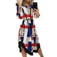thumbnail image 1 of CAROOTU Robe Chemise à Imprimé Géométrique pour Femmes, Manches Longues, Ourlet Irrégulier, Col à Revers, 1 of 7