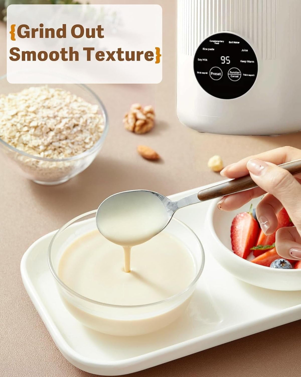 Upgraded Multifunction 8-in-1 Nut Milk Maker Machine & Juice Maker with Stainless Steel Lid,Utomatic Plant-Based Milks Blender for Nuts,Oat,Soy Milks,12h Delay/Keep Warm/Self Cleaning