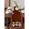thumbnail image 4 of Fat Chef Table Runner Cotton Linen 60 Inch Holiday Dresser Scarves, Cartoon Vintage Black Check Plaid Tablerunner for Kitchen Coffee Dining Bedroom Home Living Room Dinner Scarf Décor 13''x60'', 4 of 9
