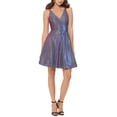 thumbnail image 1 of XSCAPE Vestido ajustado y acampanado con purpurina para mujer, Metálico, 0, 1 of 1
