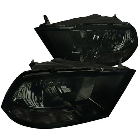 Spec-D Tuning For 2009-2019 Dodge Ram 1500 2500 3500 Smoke Headlights Front Driving Head Lamp Pair 2009 2010 2011 2012 2013 2014 2015 2016 2017 2018 (Best Headlights For 2019 Dodge Ram)