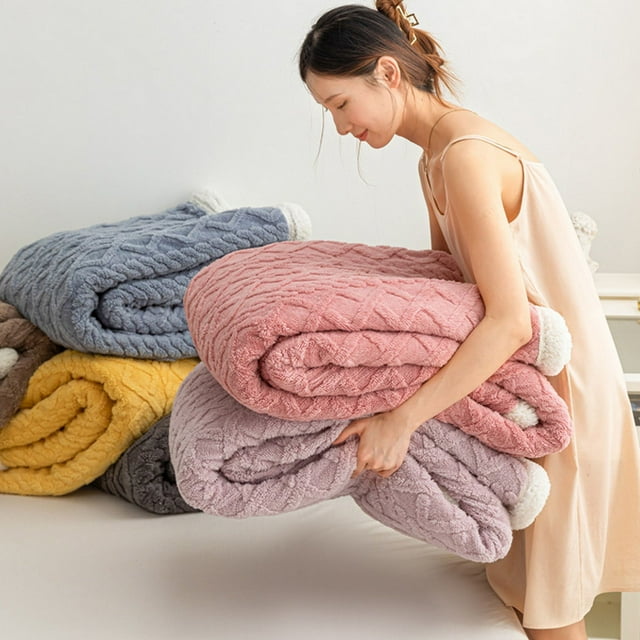 YAOMOBB Thick Sherpa Blanket Double Layer Sherpa Blanket Thick Warm Soft Plush Winter Bed Office Air Conditioning Throw