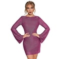 thumbnail image 2 of Women's Backless Flounce Sleeve Sparkling Mesh Mini Dress, 2 of 5