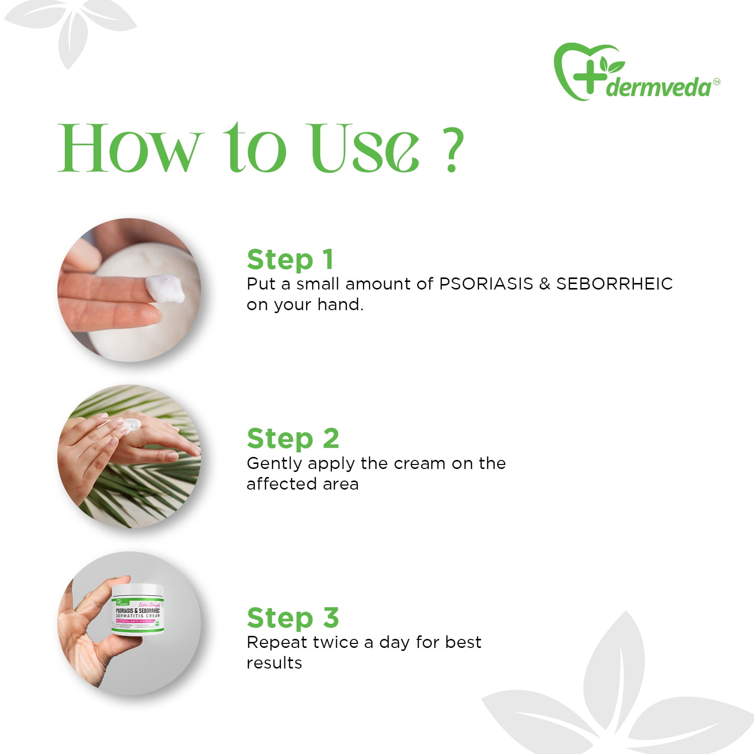 Dermveda Psoriasis & Seborrheic Dermatitis Cream, Natural Anti-Fungal Ointment, Fragrance-Free, 2 fl oz
