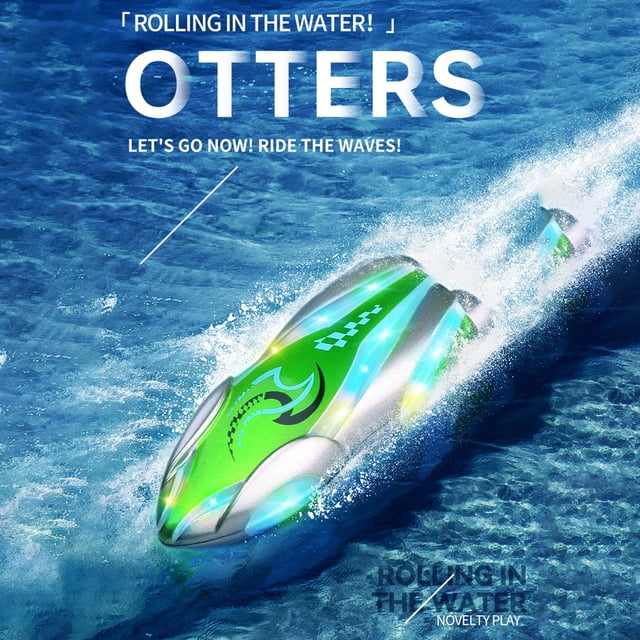 Purple 2.4G RC Stunt Speed Boat with 4-Way Control, Cool LED Lights & Amazing Tricks - Single 3.7V 100mAh Battery Version, 20m Range, 20-Min Charge, 15-Min Runtime, Includes Remote, Propellers, USB