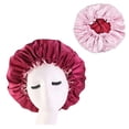 thumbnail image 2 of 2PCS Satin Hair Bonnets Adjustable Satin Cap Day And Night Cap Silk Sleep Bonnet Cap, 2 of 4