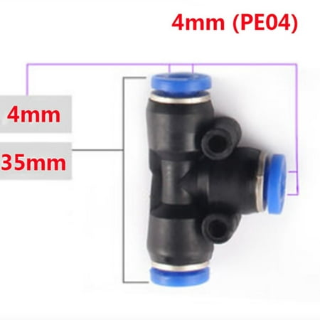 

Tee Push-In Fittings Pneumatic Air Line Tube Hose Connectors 4/6/8/10/12/14/16mm