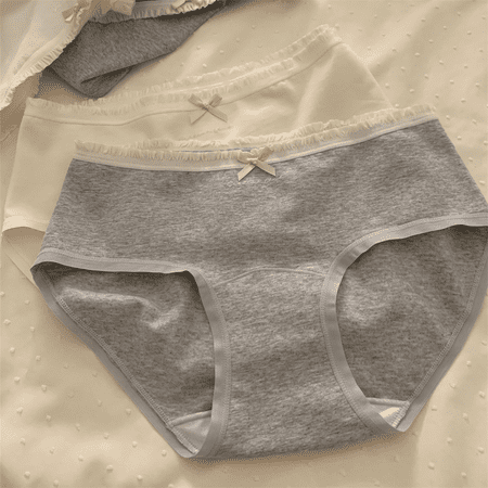 Fulorrnie Underwear for Women Comfort Briefs Breathable Cute Panty Hipster Elastic Waist Flat Seams Panties  Grey  M
