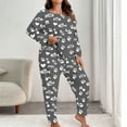 thumbnail image 2 of LYEAA Womens Valentine Pajamas 2 Piece Set Plus Size Heart Print Long Sleeve Top and Pant Sleepwear Loose Nightwear, 2 of 5