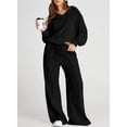 thumbnail image 4 of DOKOTOO Sweatsuits for Women 2 Piece Outfits Oversized Casual V Neck Sweatshirt with Wide Leg Sweatpants Tracksuit Jogger Set, 4 of 11
