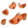 thumbnail image 3 of Womens Sandals Chunky Heeled Mules Open Toe Hollow Dressy Pumps Comfortable Summer Beach Slip on Slides Orthopedic Wedge Backless Walking Shoes (8.5,Orange), 3 of 9