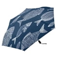 thumbnail image 2 of Dark Blue Background Hand Painted Fishes All Weather Umbrella Triple Folding Parasol 6 Ribs UV Protection Portable, 2 of 8