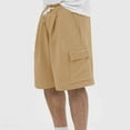 thumbnail image 7 of Oplxuo Men's Baggy Casual Cargo Shorts Classic Regular Fit Drawstring Elastic Waist Outdoor Hiking Shorts with Pockets, 7 of 7