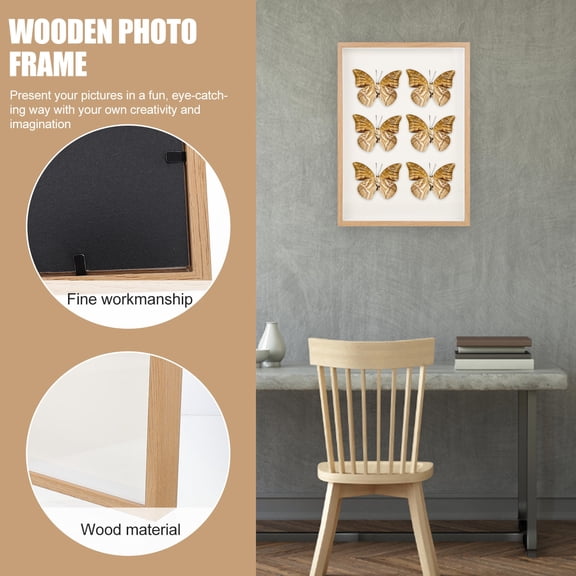 WEUVEB Simple Style Wooden Photo Holder for Home Decor with Fine Workmanship Beige Finish