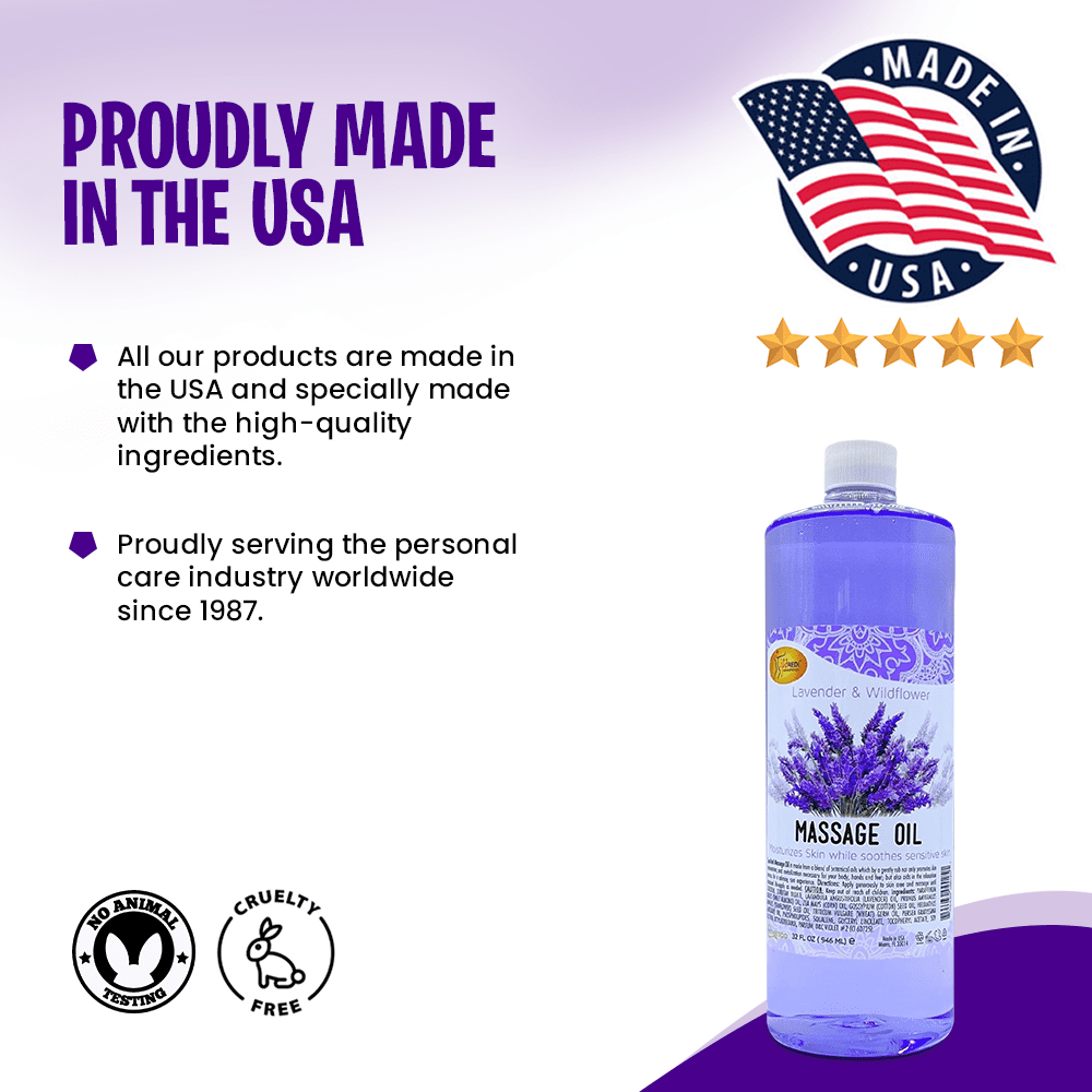 SPA REDI - Massage Oil, Lavender, 32 Oz - Professional Full Body Massage Therapy, Manicure, Pedicure - Relax Sore Muscles and Repair Dry Skin, Enhanced with High Absorption Oils and Vitamin E