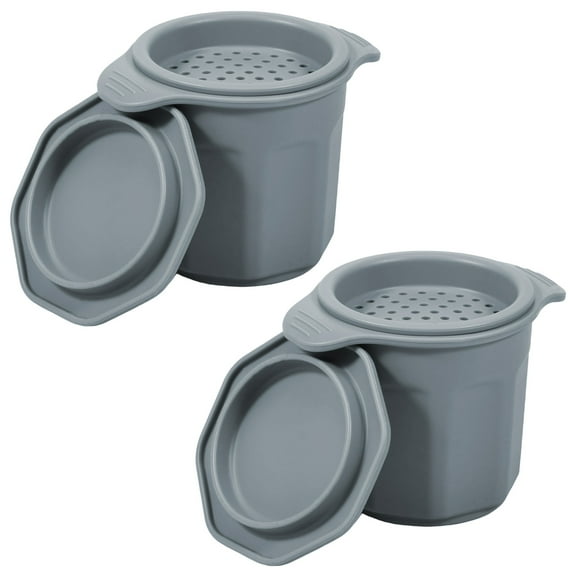 2Pcs Bacon Grease Container Nonstick Silicone Bacon Grease Saver with Strainer 310ml Bacon Grease Can with Lid Heat Resistant Grease Strainer Pot Dishwasher Safe for Home Kitchens