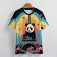 thumbnail image 3 of Funny Cute Panda Womens Tops Women's Fashion Casual Short Sleeve Flower Print Round Neck Pullover Top Blouse, 3 of 6