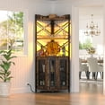 thumbnail image 5 of Homieasy Corner Bar Cabinet with Power Outlet, Industrial Wine Cabinet with LED Strip and Glass Holder, 5-Tiers Liquor Cabinet Bar Unit for Home, Corner Display Cabinet for Small Space, Rustic Brown, 5 of 6