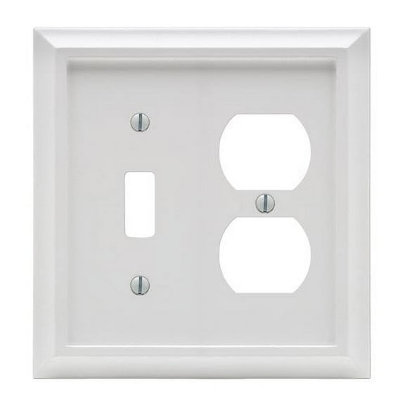 Amerelle 2040TDW Deerfield Wallplate, 1 Toggle / 1 Duplex, Wood, White, 1-Pack