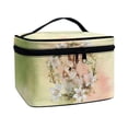 thumbnail image 2 of HELLHERO Travel Makeup Case Portable Travel Cosmetic Bags Double Zip Handheld Lightweight Rabbit and Floral Pattern Design, 2 of 6