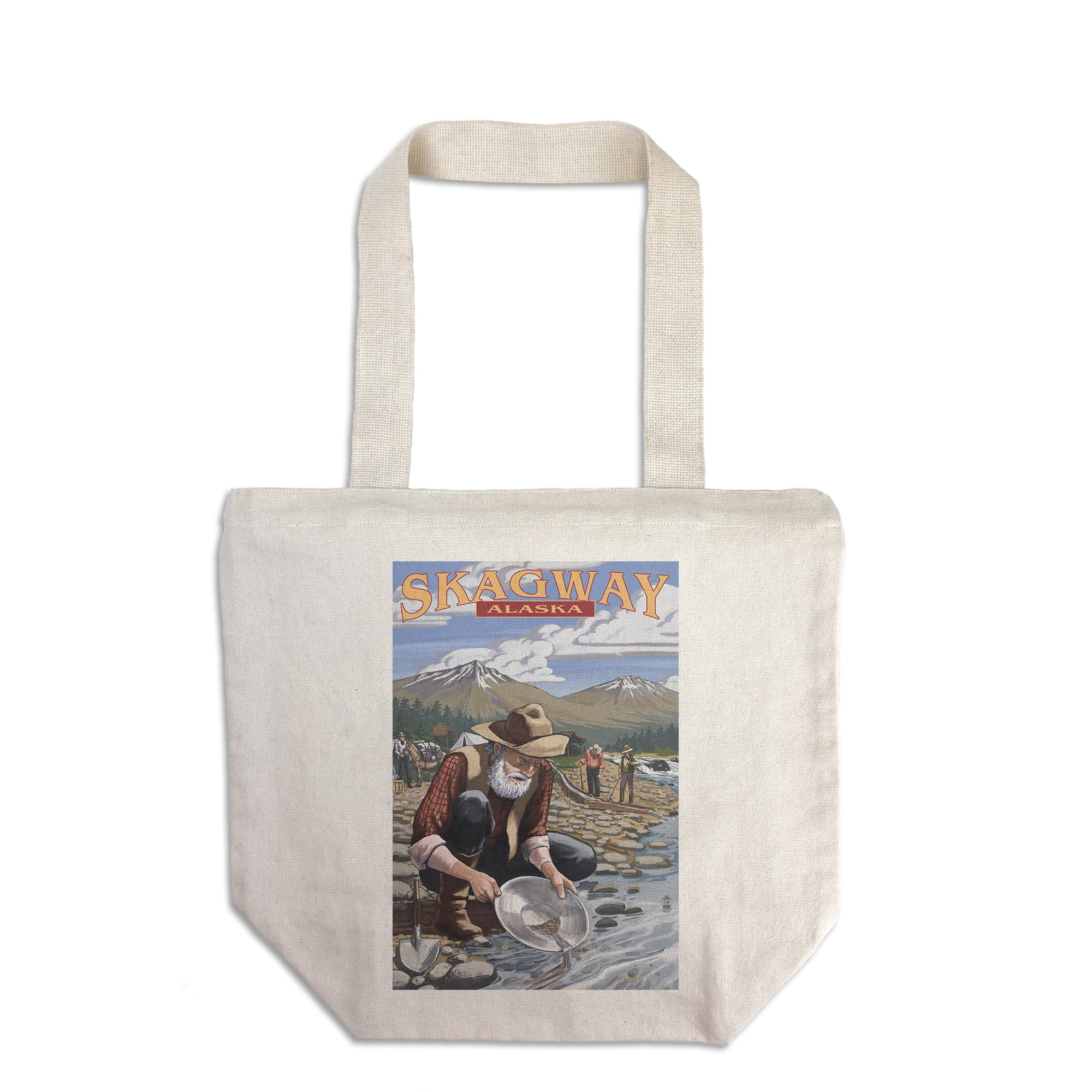 Gold Panner, Skagway, Alaska (100 Cotton Canvas Reusable Tote Bag