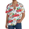 thumbnail image 3 of KLL Watercolor Red Truck And Fir Tree Print Men's Shirt Short Sleeve Button Down Summer Cuba Beach Shirts- 4X-Large, 3 of 7