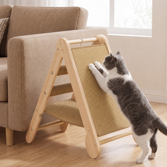 iFaveorr Sisal Cat Scratcher, 21" 3 in 1 Cat Scratching Board with Hammock and Climbing Ladder, Foldable Indoor Cat Furniture