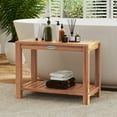 thumbnail image 2 of Gymax 24 Inch Teak Wood Shower Bench Inside Shower Stool w/ Storage Shelf for Adults, 2 of 10