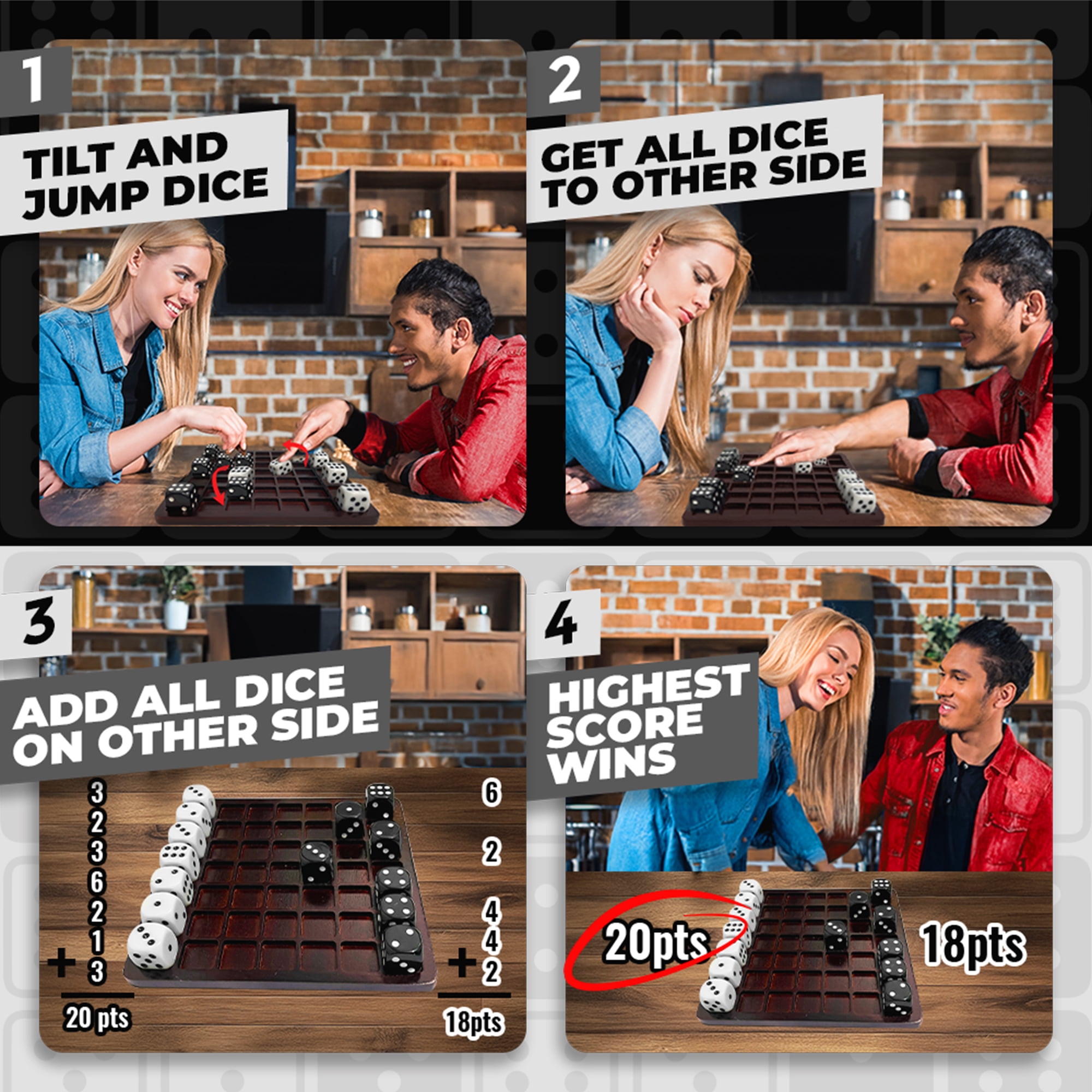 Dittle™️- Dice Battle | 2 Player Dice Games for Adults | Adult Board Games for 2 Players | Best Two Player Games for Adults | 2 Person Wooden Coffee Table Games | Bar Games for Adults Indoor Tabletop