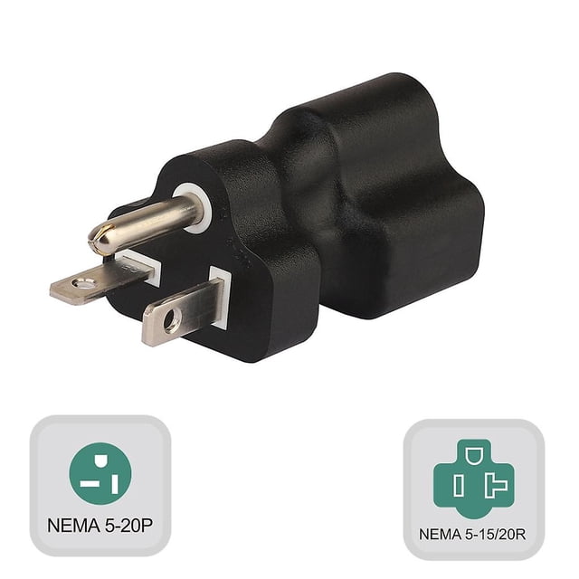 Adaptador Nema 5-20P macho a Nema 5-15/20R hembra, conector de 3 pines