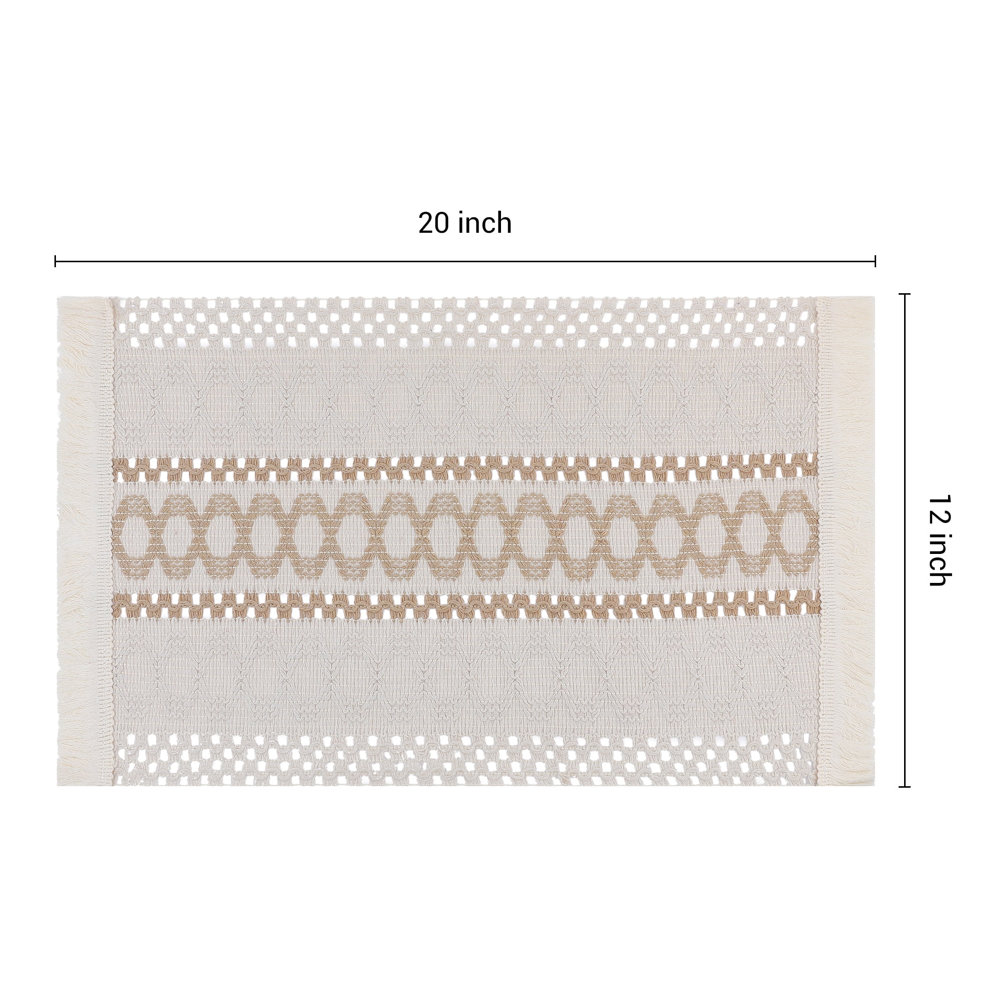 Unique Bargains Set of 4 Farmhouse Placemats for Dining Table Decor White-Brown