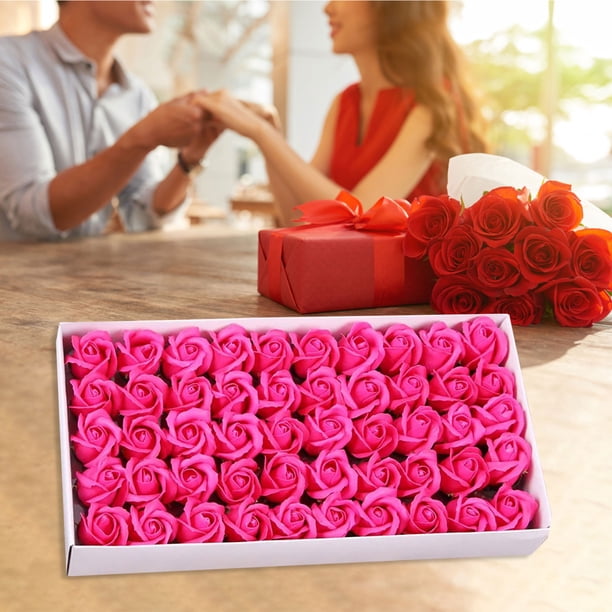 24 Pcs Blush/Rose Gold Scented Rose Soap Party Favors With Gift Box And Ribbon