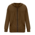 thumbnail image 4 of Pocket Long Sleeve Hooded Threaded Sweater Ladies Zipper Top, 4 of 4