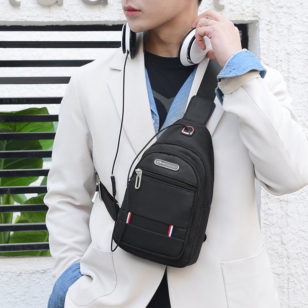 Bolso bandolera impermeable para el pecho Bolso bandolera antirrobo para la cintura de los hombres (Negro) Tmvgtek Para estrenar