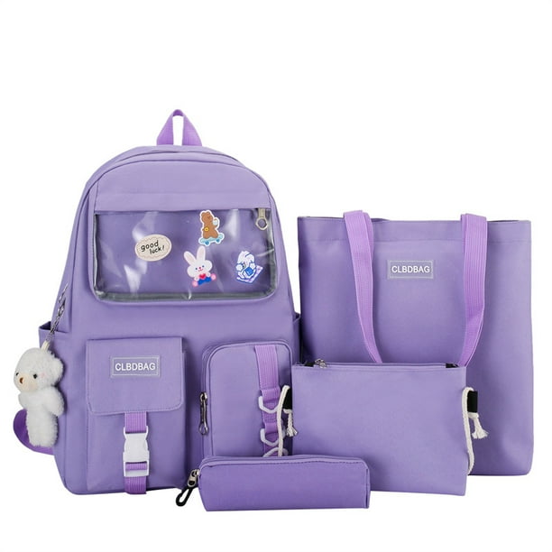 School Bag 4Piece Set New Junior High Capacity Transparent Backpack