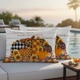 thumbnail image 4 of Orange Pumpkins Fall Outdoor Waterproof Pillow Covers, Thanksgiving Sunflowers Rustic Wood Decorative Rectangle Throw Pillowcase Sofa Cushion Sham for Patio/Couch/Chair, 20"x12" 2 Pack, 4 of 8