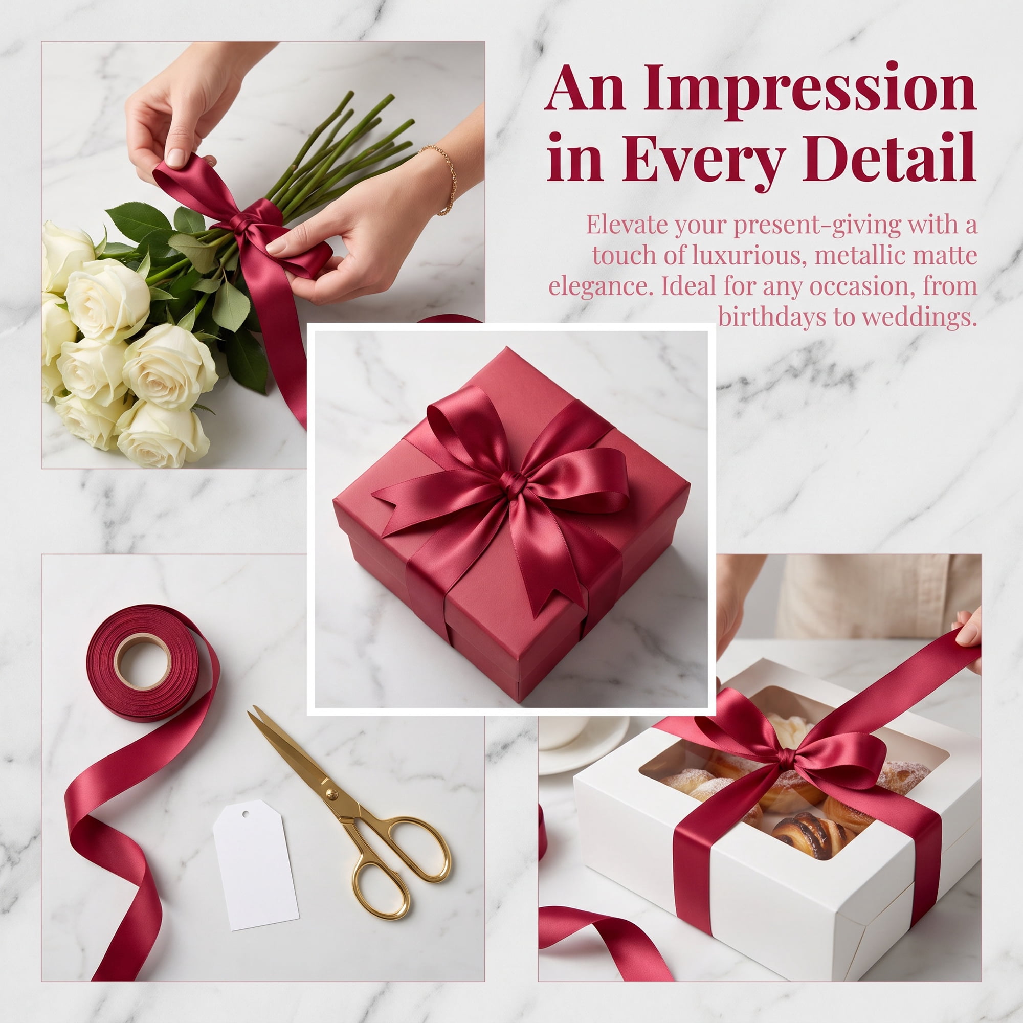 Unique Bargains Metallic Fabric Ribbon for Gift Wrapping and Decoration Red 5.5 Yard