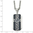 thumbnail image 3 of Stainless Steel Brushed and Polished Black IP-plated Cross 24in Necklace, 3 of 4