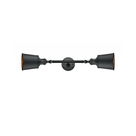 

Matte Black Tone Bathroom Vanity 5 Wide Steel/Cast Brass Medium Base 2 Light Fixture