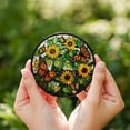 thumbnail image 2 of Sunflower Butterfly Stained Glass Suncatcher, Round Window Hanging Panel, Handmade Bright Floral Garden Decor, Nature-Inspired Sun Art, 2 of 6