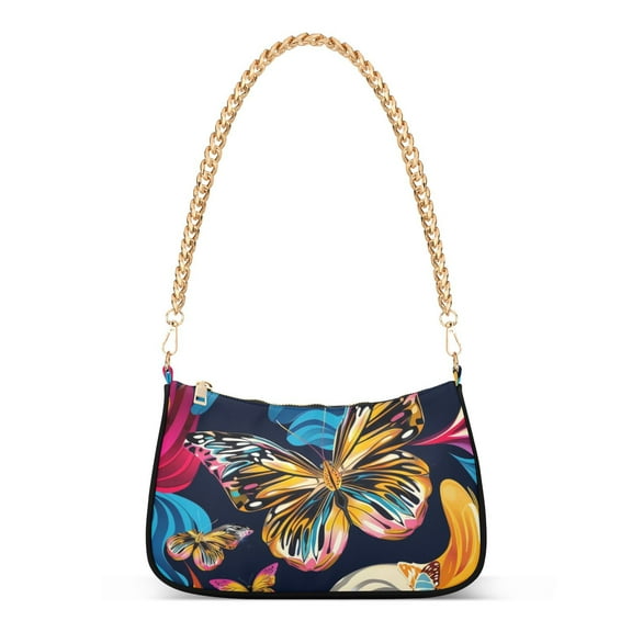 Butterflies PaintingWomen Small Shoulder Bag Crossbody Tote Hobo Bags Purse Clutch Handbags with Chain Strap for Women