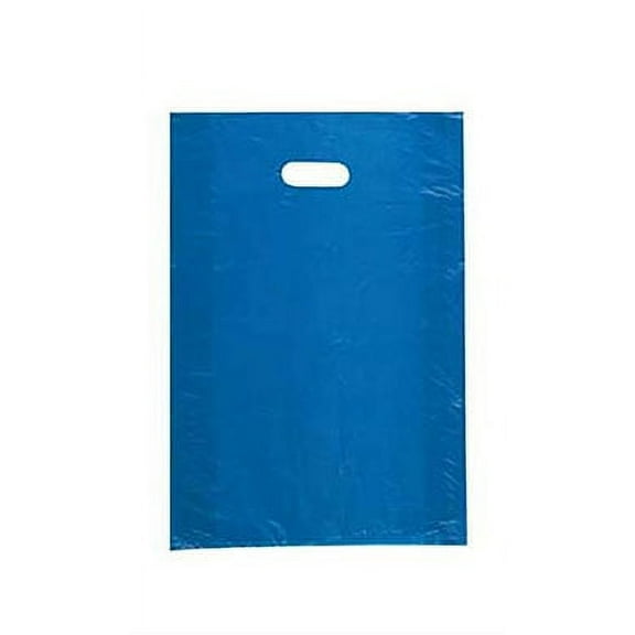 SSWBasics Medium High Density Blue Plastic Merchandise Bags - 12”W x 3”D x 18”H  -